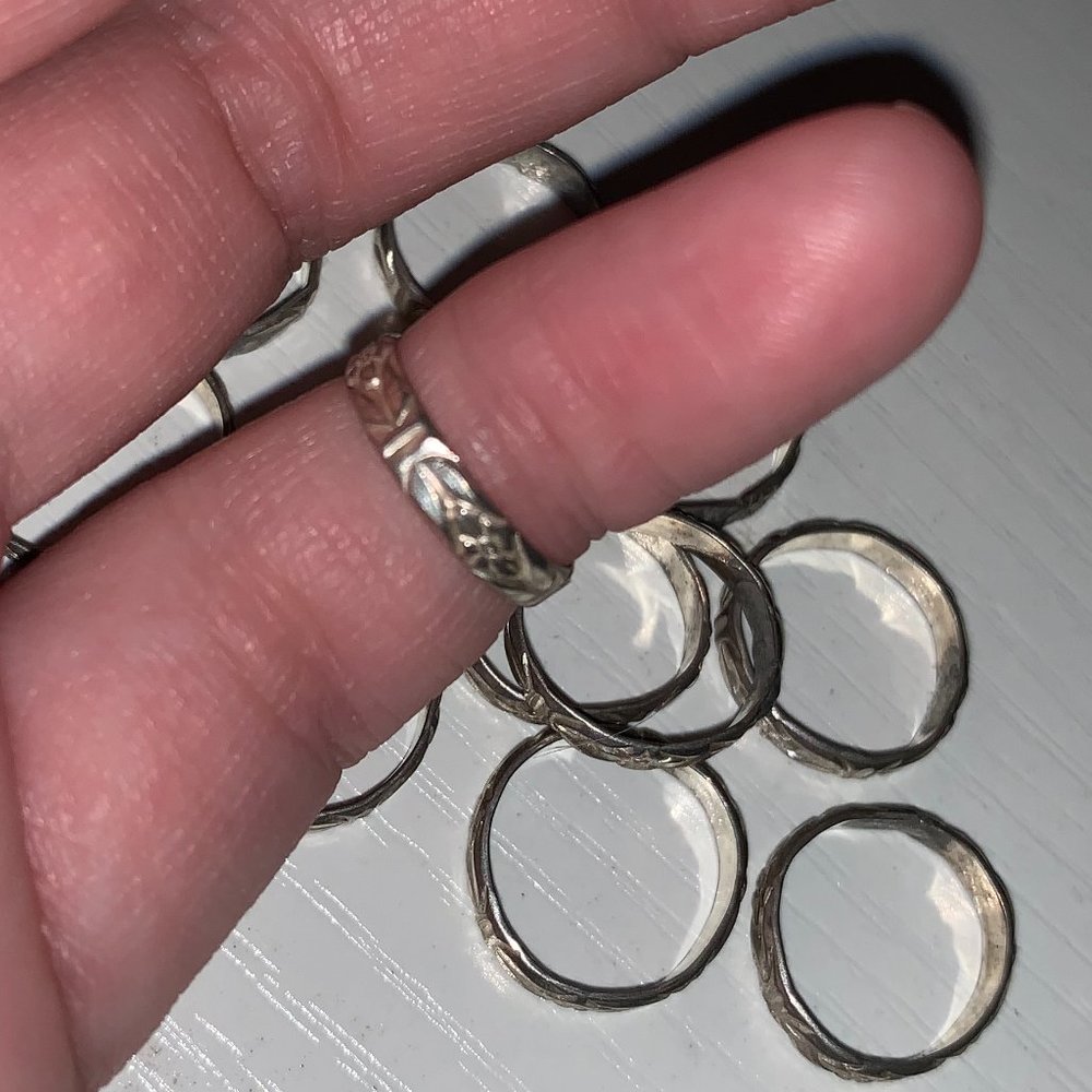 3/4 3mm Sterling Silver Floral Ring
